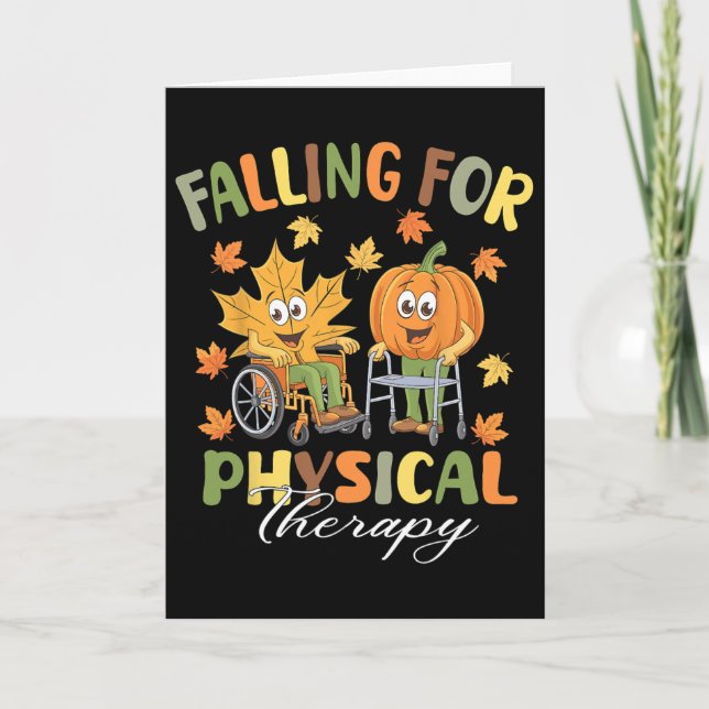 Falling For Physical Therapy Pt Cute Fall Thanksgi Card (Front)