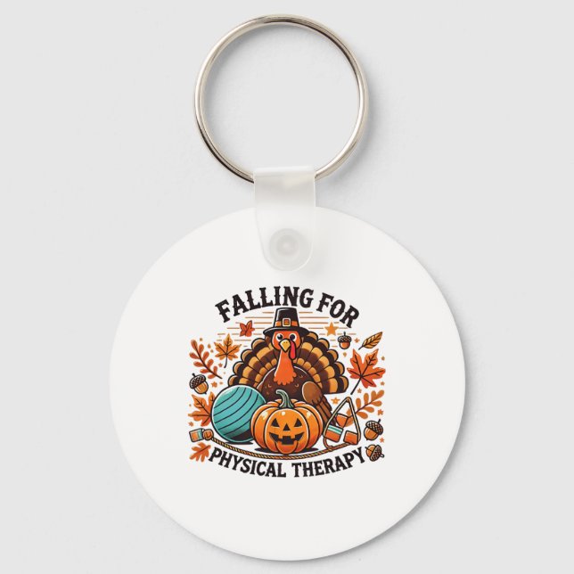 Falling For Physical Therapy Pt Pumpkin Fall Thank Key Ring (Front)