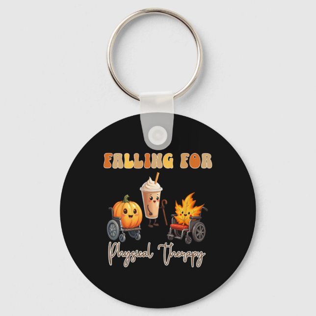 Falling For Physical Therapy Thanksgiving Pumpkin  Key Ring (Front)