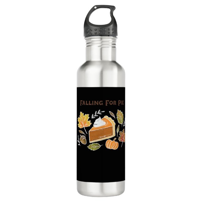 Falling for Pie – Cosy Autumn Pumpkin Pie Design C 710 Ml Water Bottle (Front)