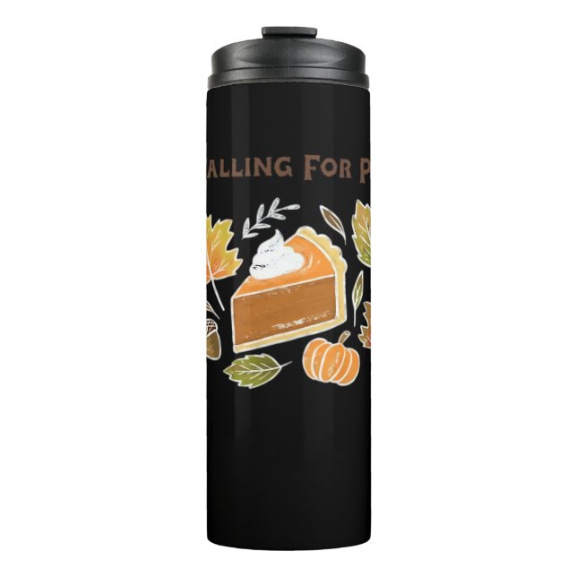 Falling for Pie – Cosy Autumn Pumpkin Pie Design C Thermal Tumbler (Front)