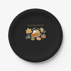 Falling for Pie – Cozy Autumn Pumpkin Pie Design C Paper Plate