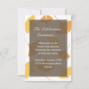 Falling ginkgo leaves grey wedding enclosure invitation