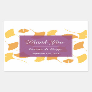 Falling ginkgo leaves purple wedding gift bag tag