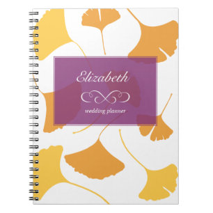 Falling ginkgo leaves yellow purple custom planner notebook
