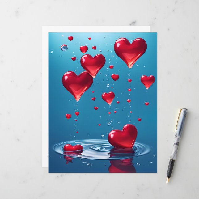 falling glossy hearts of Love  (Front/Back In Situ)