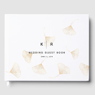 Falling Gold Ginkgo Leaves Fall Wedding Guest Book