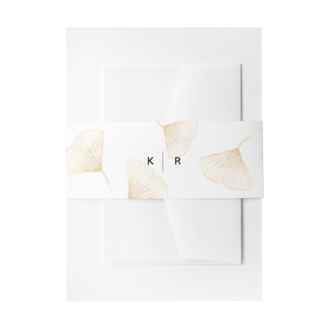Falling Gold Ginkgo Leaves Wedding Belly Band Invitation Belly Band (Front Example)
