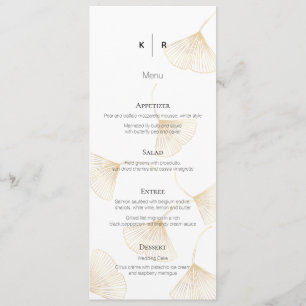 Falling Gold Ginkgo Leaves Wedding Menu Card