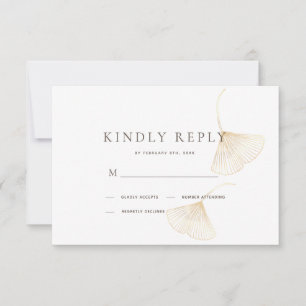 Falling Gold Ginkgo Leaves Wedding RSVP Card