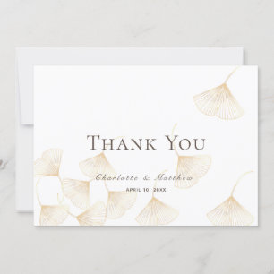 Falling Gold Ginkgo Leaves Wedding Thank You Card