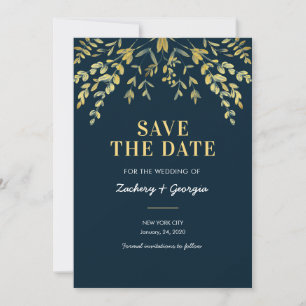 Falling Gold Leaves Save the date wedding cards
