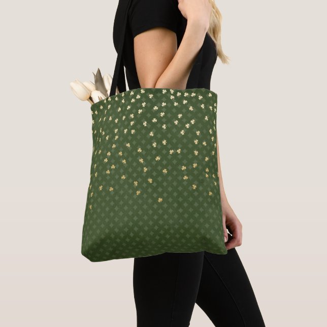 Falling Gold Shamrocks Tote Bag (Close Up)