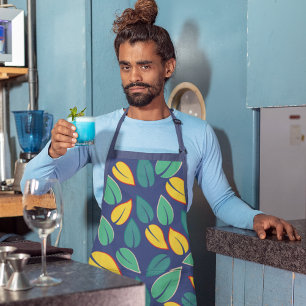 Falling Green and Yellow Leaves Pattern Apron