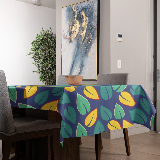 Falling Green and Yellow Leaves Pattern Tablecloth (Table cloth)