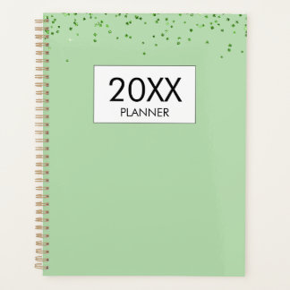 Falling Green Glitter Personalized Yearly Planner