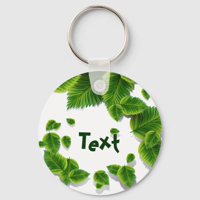 Falling Green Leaves Key Ring (Front)
