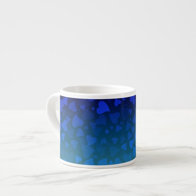 Falling Hearts Blue Espresso Cup (Front Left)