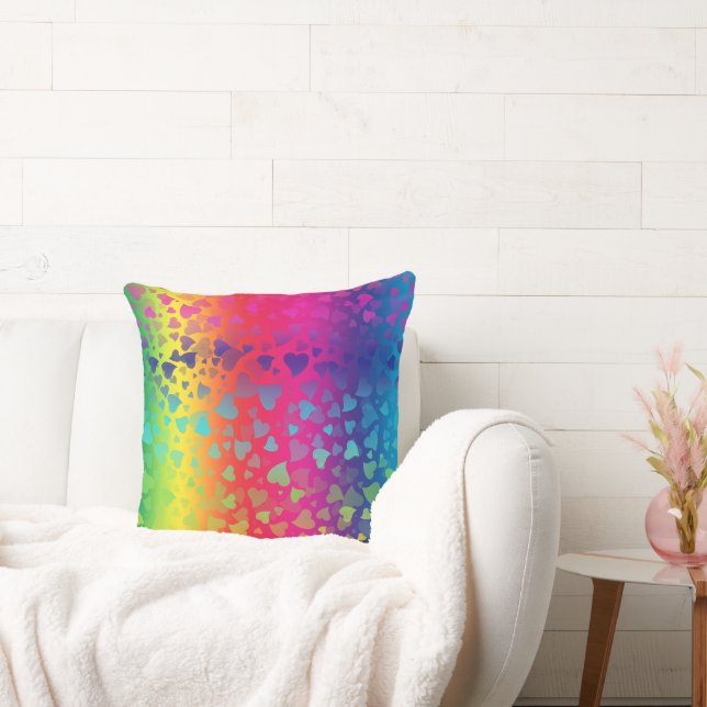 Falling Hearts Colourful Cushion (Couch)