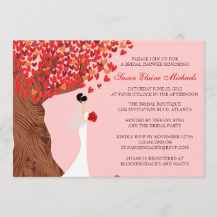 Falling Hearts Oak Tree Fall Bridal Shower Invitation