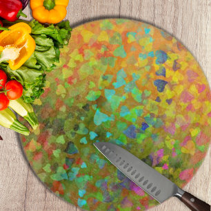 Falling Hearts Orange Cutting Board