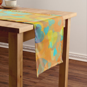 Falling Hearts Orange Short Table Runner