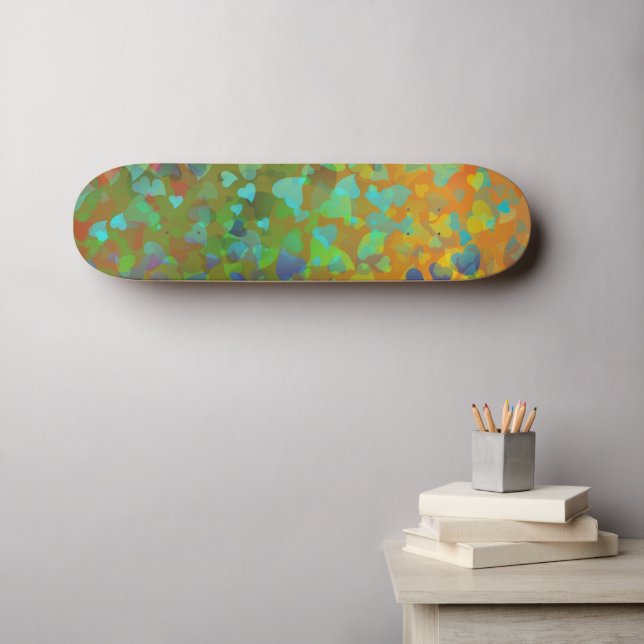 Falling Hearts Orange Skateboard (Wall Art (Horz))