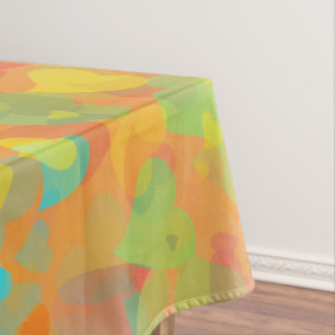 Falling Hearts Orange Tablecloth