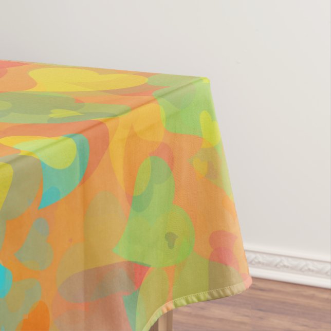Falling Hearts Orange Tablecloth (In Situ)