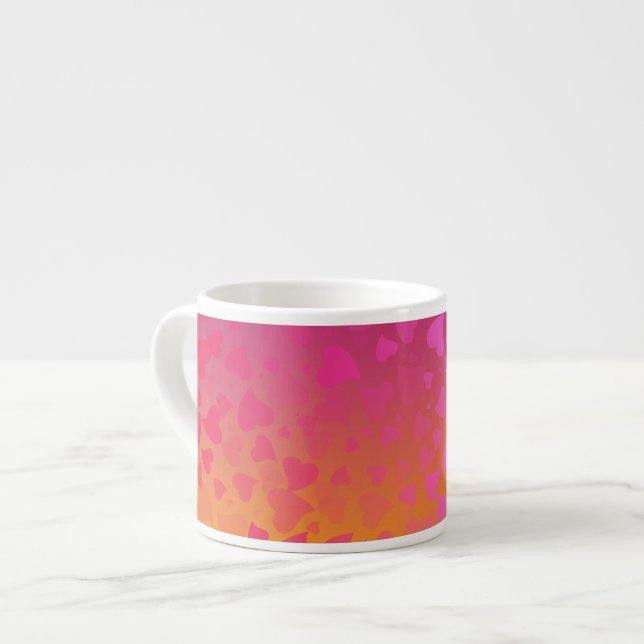 Falling Hearts Pink Orange Espresso Cup (Front Left)