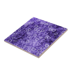Falling Hearts - Purple Ceramic Tile