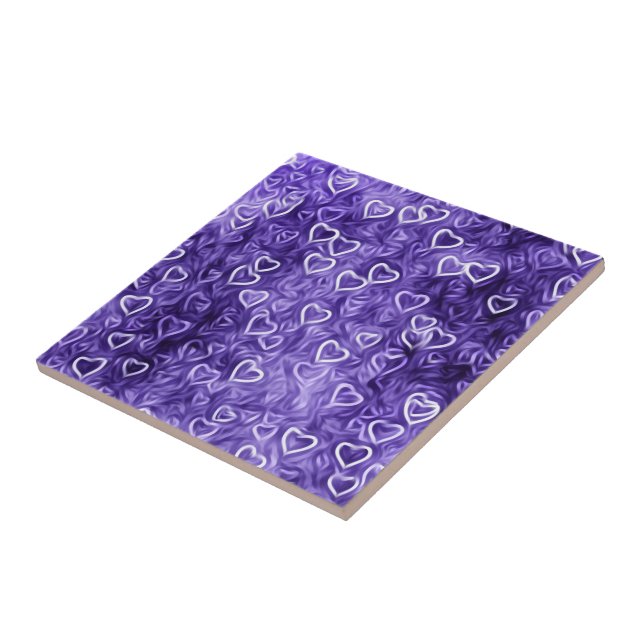 Falling Hearts - Purple Ceramic Tile (Side)