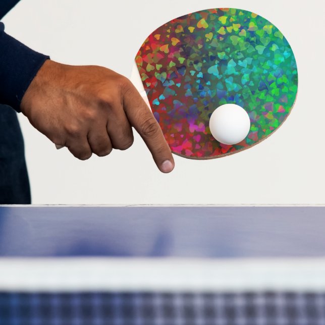 Falling Hearts Red and Green Ping Pong Paddle (Insitu)