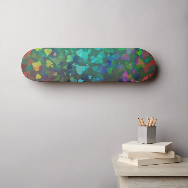 Falling Hearts Red and Green Skateboard (Wall Art (Horz))