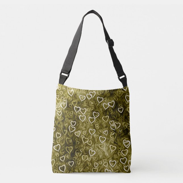 Falling Hearts - Yellow Crossbody Bag (Front)