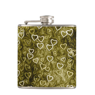 Falling Hearts - Yellow Hip Flask