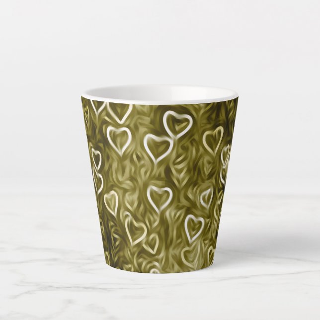 Falling Hearts - Yellow Latte Mug (Front)