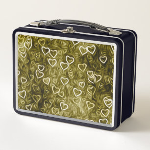 Falling Hearts - Yellow Metal Lunch Box