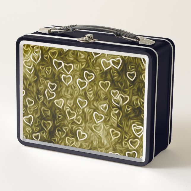Falling Hearts - Yellow Metal Lunch Box (Front)