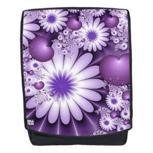 Falling in Love Abstract Flowers & Hearts Fractal Backpack