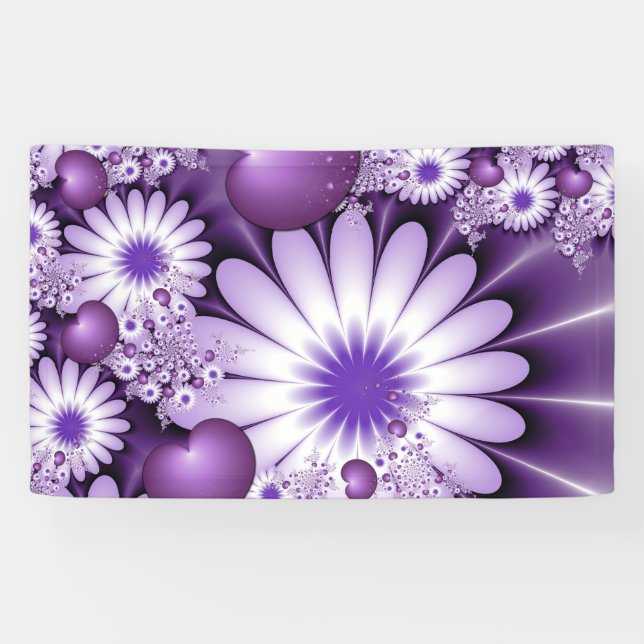 Falling in Love Abstract Flowers & Hearts Fractal Banner (Horizontal)