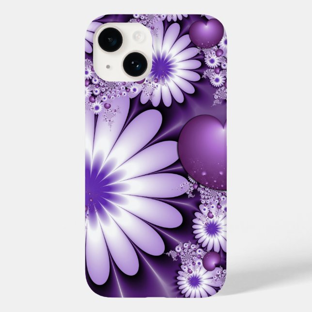 Falling in Love Abstract Flowers & Hearts Fractal Case-Mate iPhone Case (Back)