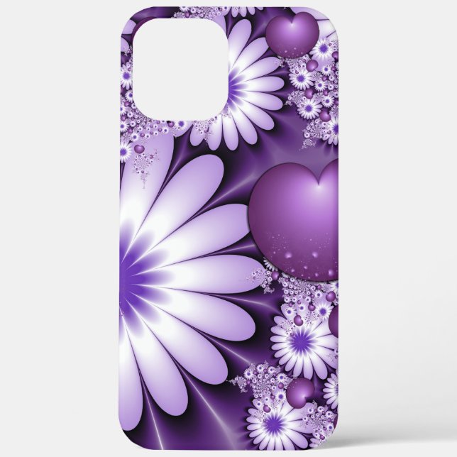 Falling in Love Abstract Flowers & Hearts Fractal Case-Mate iPhone Case (Back)