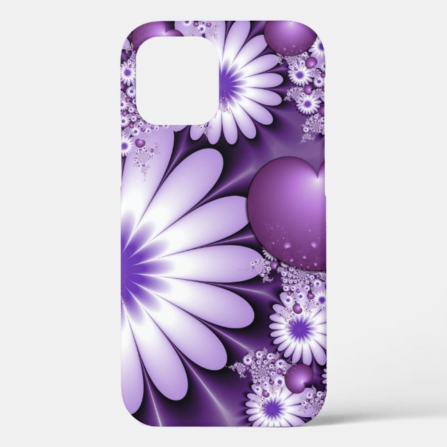 Falling in Love Abstract Flowers & Hearts Fractal Case-Mate iPhone Case (Back)
