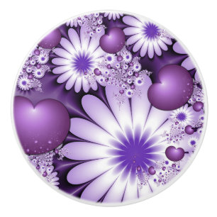 Falling in Love Abstract Flowers & Hearts Fractal Ceramic Knob
