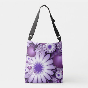 Falling in Love Abstract Flowers & Hearts Fractal Crossbody Bag