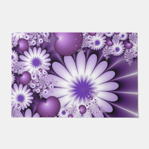 Falling in Love Abstract Flowers & Hearts Fractal Doormat
