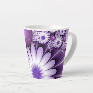 Falling in Love Abstract Flowers & Hearts Fractal Latte Mug