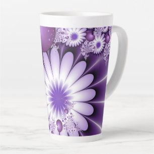 Falling in Love Abstract Flowers & Hearts Fractal Latte Mug