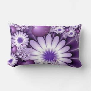 Falling in Love Abstract Flowers & Hearts Fractal Lumbar Cushion